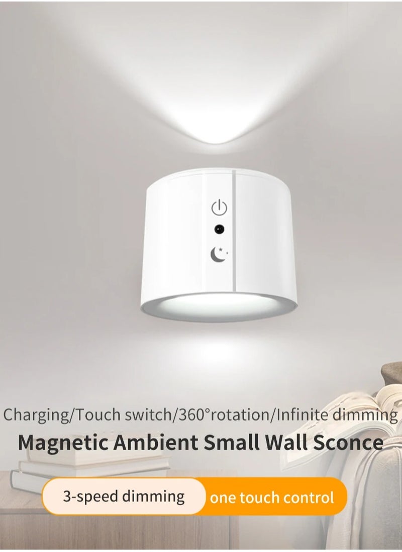 Generic LED Wall Sconce, Wall Mounted Lamp Light with USB Port, 3 Color Temperature and 3 Brightness Level, 360°Rotate Magnetic Ball, Cordless Wall Light for Reading Bedside,White  - Image 4