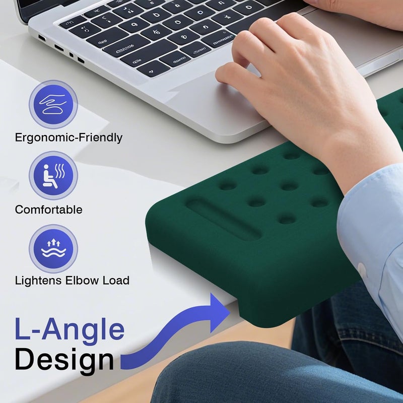 Retuhapy L-Shaped Desk Edge Cushion, 2 PCS Elbow Rest for Desk with Ergonomic Support, Memory Foam Elbow Pad & Arm rest for Palm, Wrist & Forearm, Non-slip & Separate Design, Office & Home, Dark Green - Image 5