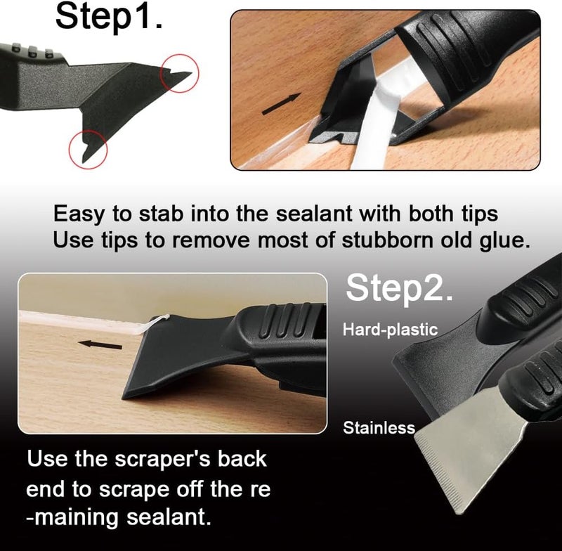 ORX PLUS TOOLS ORXPLUS Sealant Caulking Tool Kit, Finishing Tool, Grout Scraper, 5 Silicone Pads, Caulk Saver, Great for Kitchen, Bathroom, Windows, Sink Joints - Image 2