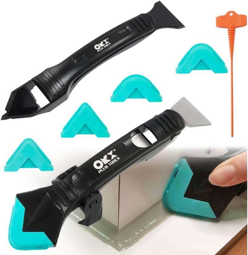 ORX PLUS TOOLS ORXPLUS Sealant Caulking Tool Kit, Finishing Tool, Grout Scraper, 5 Silicone Pads, Caulk Saver, Great for Kitchen, Bathroom, Windows, Sink Joints - Image 1