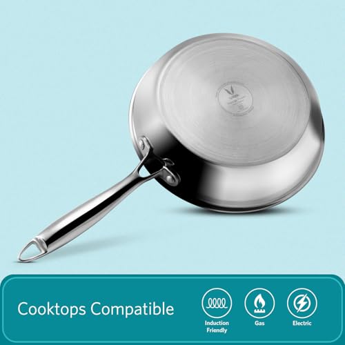 VAYA Hautechef Triply Stainless Steel Fry Pan 24cm, Fry Pan Induction Base, Tri Ply Frying Pan, Uniform Heat Distribution, Large Size for Family Cooking, 10-Year Warranty - Image 5