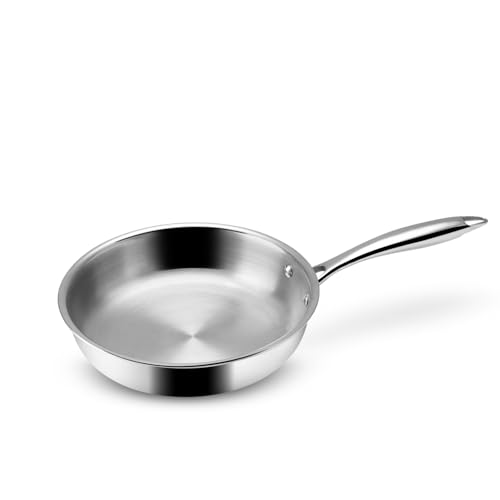 VAYA Hautechef Triply Stainless Steel Fry Pan 24cm, Fry Pan Induction Base, Tri Ply Frying Pan, Uniform Heat Distribution, Large Size for Family Cooking, 10-Year Warranty - Image 1