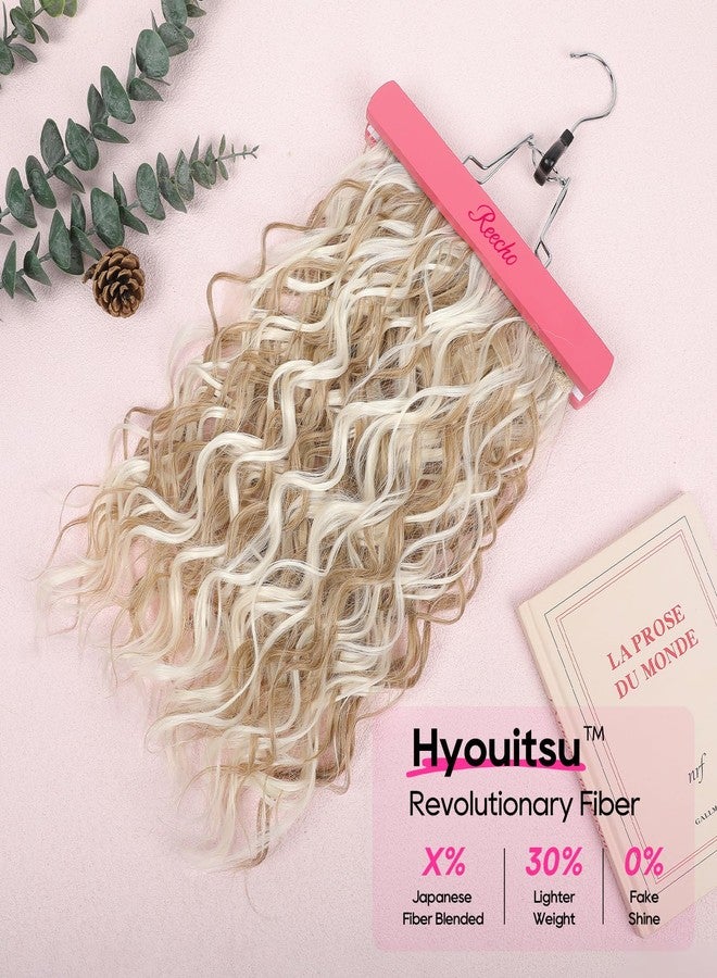 REECHO Curly Hair Extensions, 4PCS 16 inch Clip in Hair Extensions Lace Weft Short Curly Hair Extensions Clip Ins Invisible Natural Hairpieces for Women, Ash Blonde with Highlights - Image 3