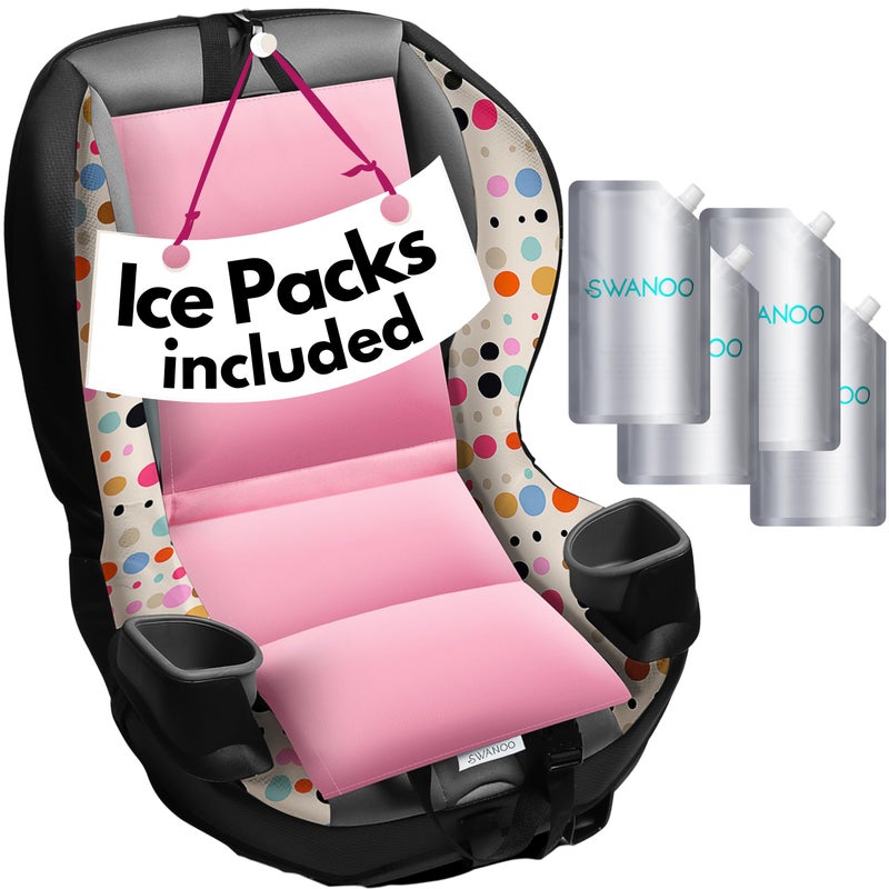 Swanoo Car Seat Cooling Pad Stroller Cooling Pad with 8 Ice Pack for Babies Toddler and Kids Sun and Heat Cover Protector for Summer Carseat Cooler Liner Pink - Image 2