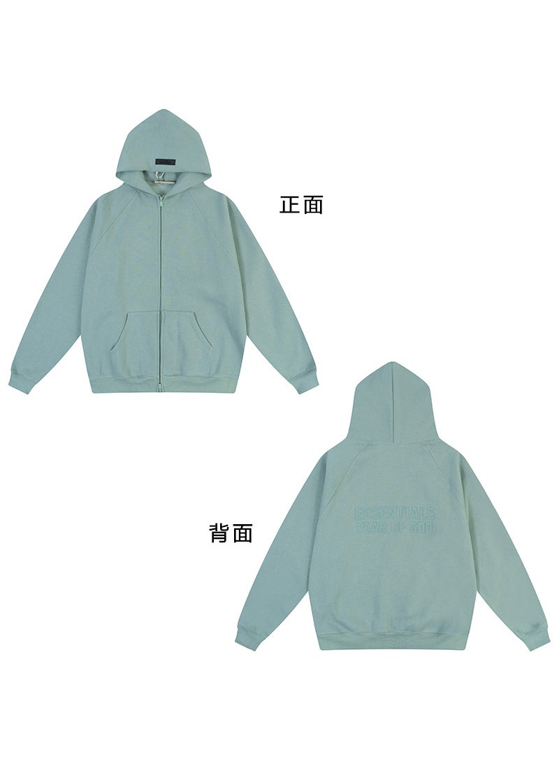 Generic - FOG ESSENTIALS Hoodie Autumn Winter Plush Zip Jacket Wutong Blue - Image 1