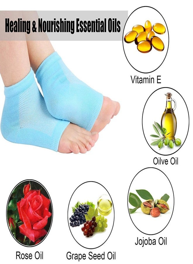 Pelikas Moisturizing Gel Heel Socks Dry Cracked Heel Repair Pain Relief, Cushion Support, Heel Pain Relief Cotton Half Heel Socks Silicone Gel Heel Socks Foot Protector anti crack heel socks Heel Protector Socks Silicon Toe Free Heel Pain Relief Socks For Women and Man (Multi Color) - Image 3