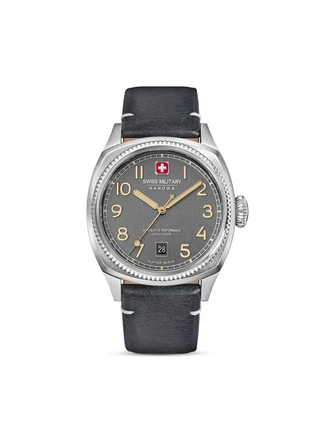 سويس ميليتري هانوا Condor 41mm Men's Analog Watch with Black Genuine Leather Strap