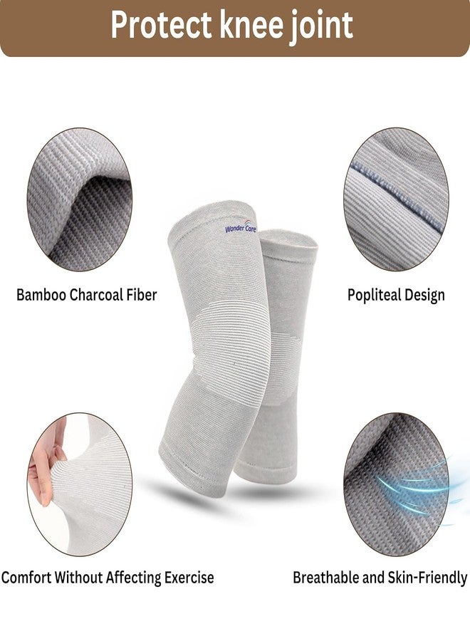 Bamboo Yarn Knee Brace for Men and Women - Knee Pain, Gym, Running, Basketball, Meniscus Tear, Sports, Joint Pain Relief, Injury Recovery Pack Of 2 (XL) - Image 5