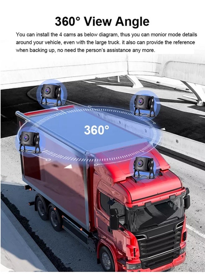 10.36 inch 1080P 4 Channel Dash Camera with Alarm Supports Car Play, Android Auto, BSD, Wifi for Truck Bus - Image 2
