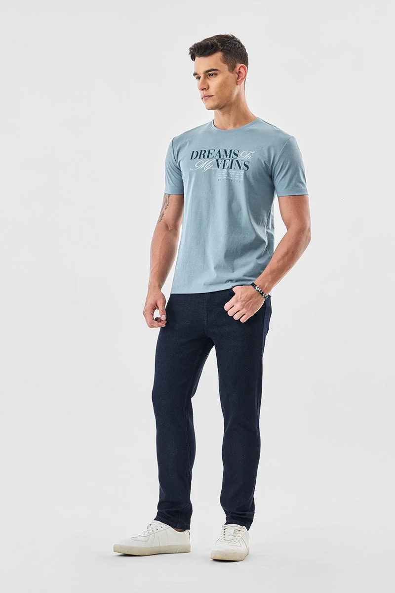 SNITCH Dark Blue Solid Slim Fit Streetwear Luxe Jeans