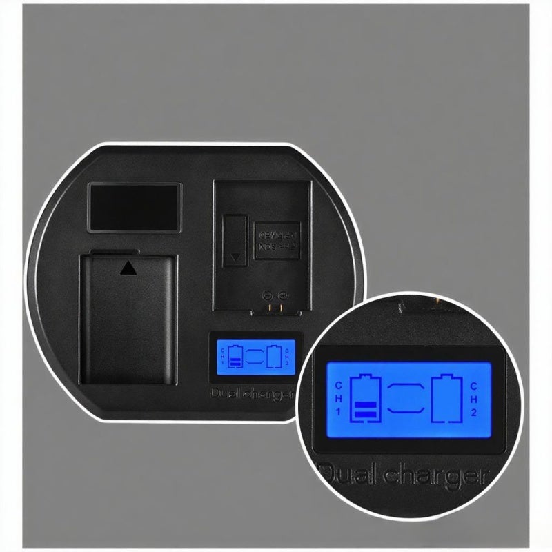 شاحن بطارية سريع شاحن بطارية كاميرا ثنائي القناة مع شاشة LCD رقمية مدخلات USB لبطارية سوني NP-FW50 - Image 2