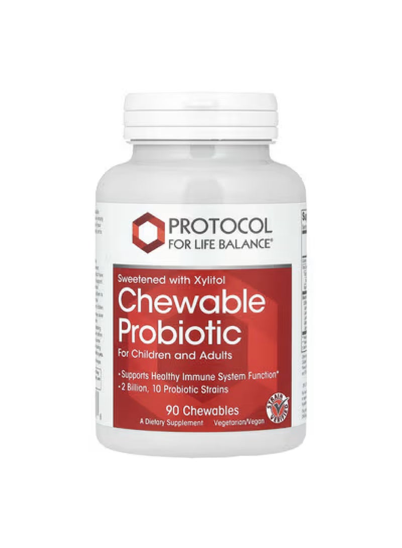 بروتوكول فور لايف بلانس بروبيوتيك قابل للمضغ، للأطفال والبالغين، ٢ مليار، ٩٠ قرصًا للمضغ