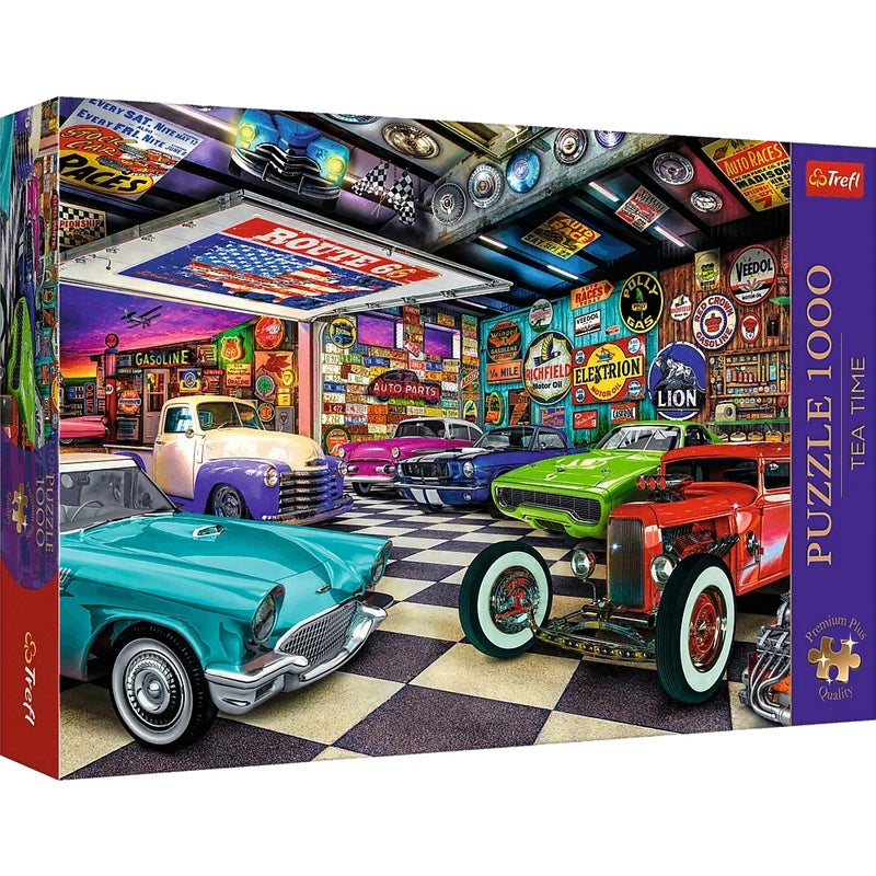 Trefl - Tea Time: Car Collector's Garage Premium Puzzle 1000 Pieces - 10845 - Image 1