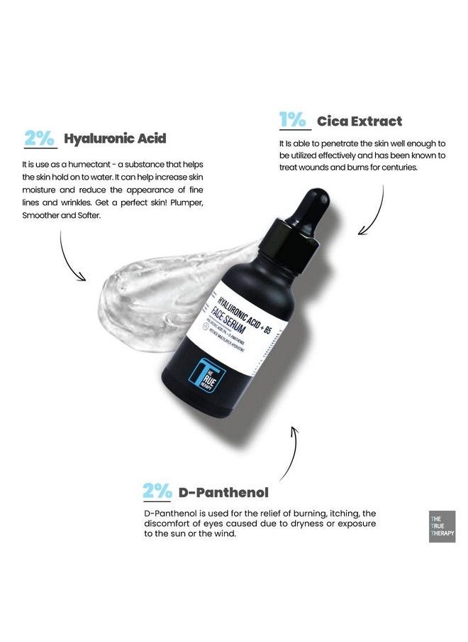 THE TRUE THERAPY 2% Hyaluronic Acid Serum With Provitamin B5 Intense Multilayer Hydration Probiotics Xylitol Dewy Looking Skin Moisturize Plump Skin Reduce Wrinkles Antiaging Serum 30 Ml  - Image 4