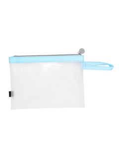 Thoraya Zipper File Bag Large Capacity Transparent A4 Waterproof Feel Comfortable Paper File BagBlue  - Image 1