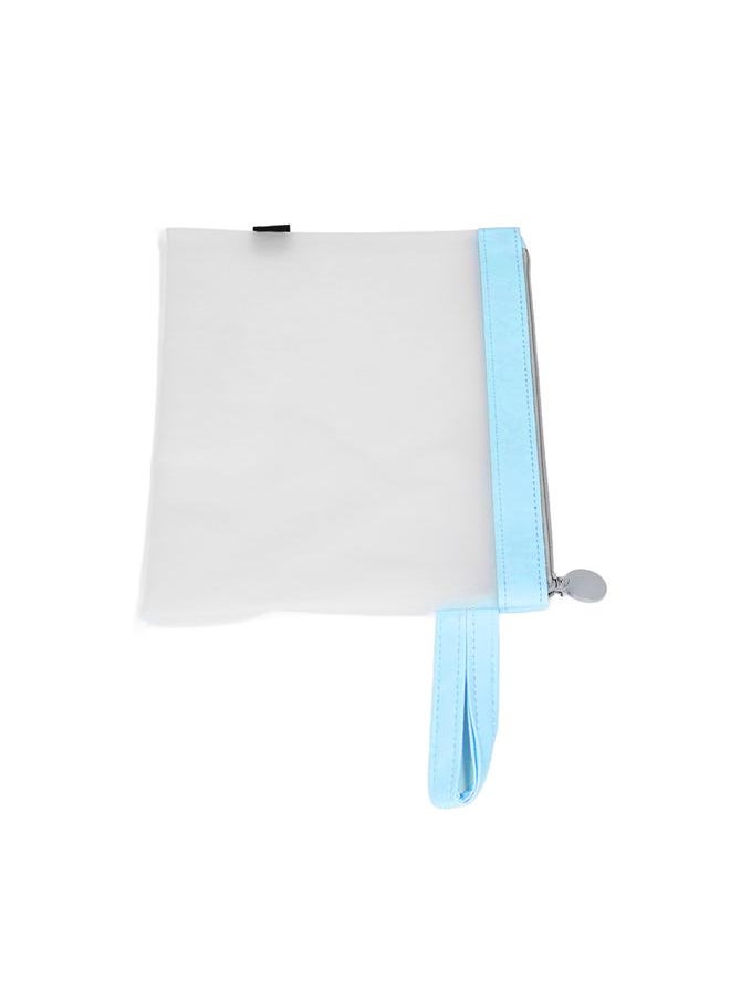 Thoraya - Zipper File Bag Large Capacity Transparent A4 Waterproof Feel Comfortable Paper File BagBlue - Image 1