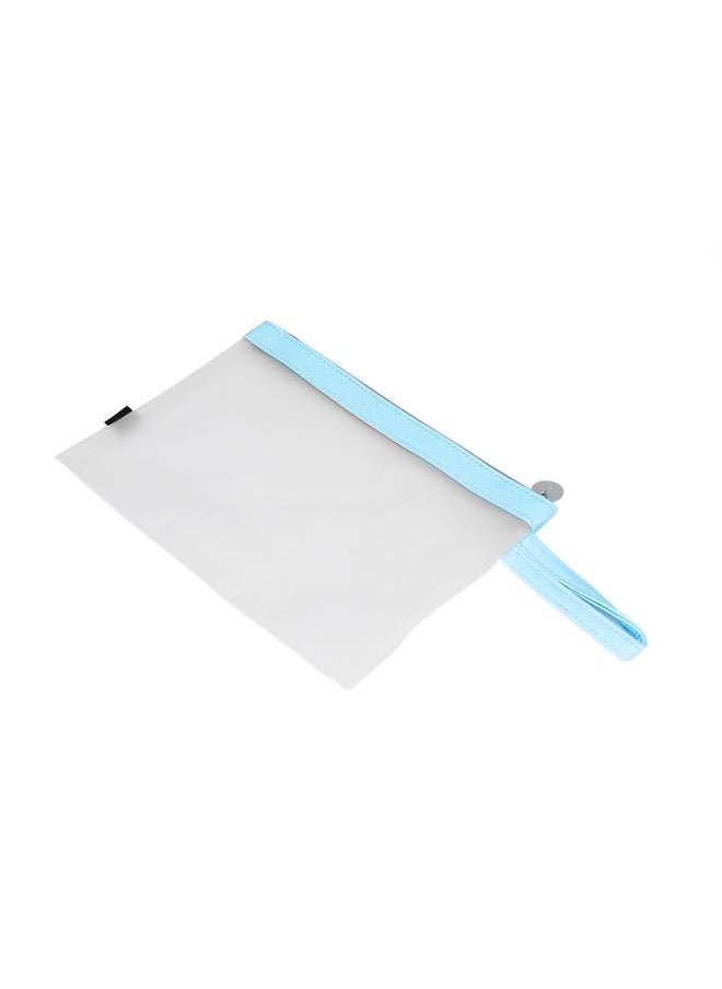Thoraya - Zipper File Bag Large Capacity Transparent A4 Waterproof Feel Comfortable Paper File BagBlue - Image 1