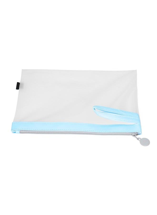 Thoraya - Zipper File Bag Large Capacity Transparent A4 Waterproof Feel Comfortable Paper File BagBlue - Image 1