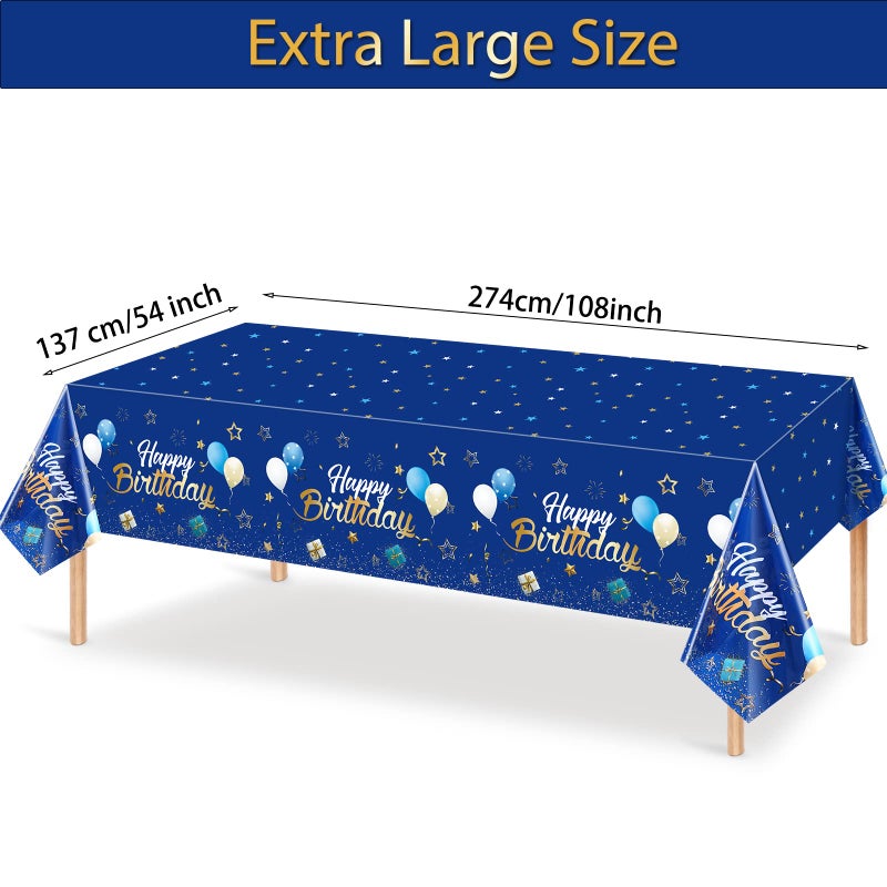 Tegeme Navy Blue Party Supplies Stars Happy Birthday Tablecloths Starry Confetti Table Covers for Kids Boys Girls Baby Shower Birthday Party Decorations(Navy Blue and Gold,3 Pack) - Image 2