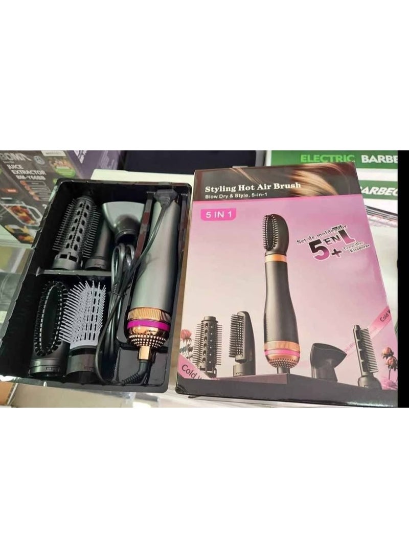 5 in 1 Ionic Travel Hair Dryer & Styler-Professional Straightener Curler & Hot Air Brush MultiColor - Image 4