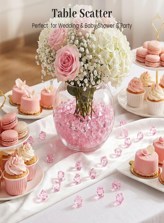 DomeStar 550PCS Small Pink Vase Fillers, Acrylic Fake Ice Rocks Pink Gems Crystals Diamonds for Table Centerpiece Fish Tank Table Scatter Photography Props Display Decor (0.4 * 0.6) - Image 4