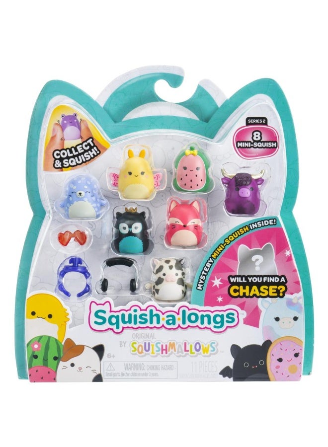 Squishmallows سكووش-أ-لونغز من سكووشمالوز 8 عبوة (الأسلوب 4- W2) - (8) 1” ميني-سكووش مع (2) ملحقات، (1) خاتم، ودليل جامع - اجمع، تبادل، والعب - Image 1