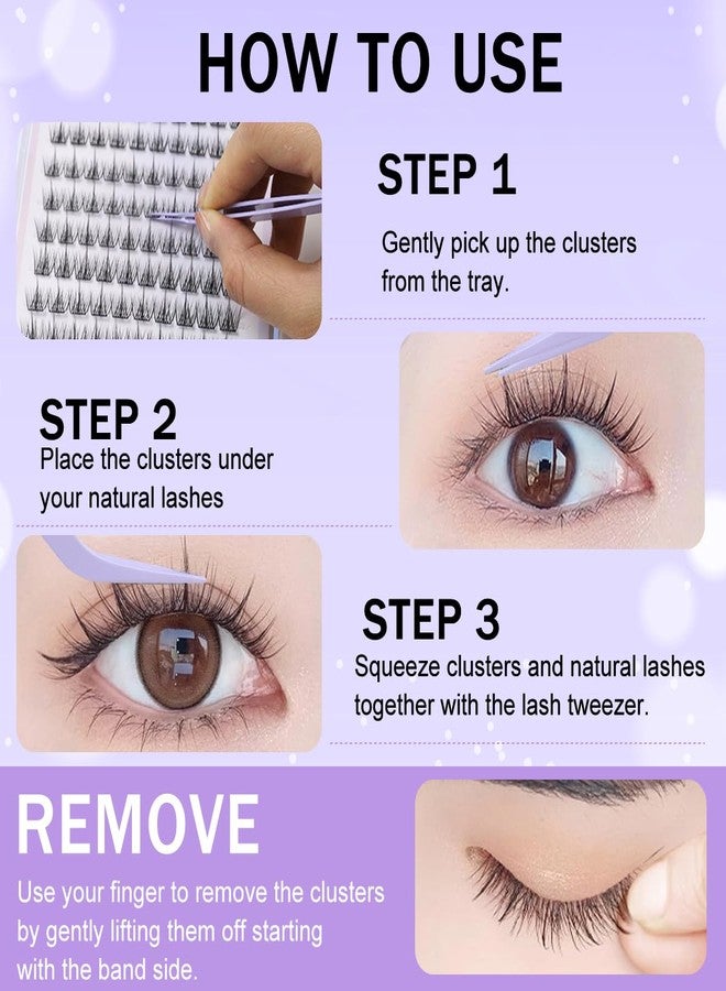 MAYCREATE® 120Pcs Self Adhesive Eyelashes, Self Adhesive Eyelash Clusters, Lash Clusters Press On Lashes Self Stick Cluster Lashes Pre Glued Eyelash Clusters with Tweezer No Glue Needed, 11-13mm - Image 5