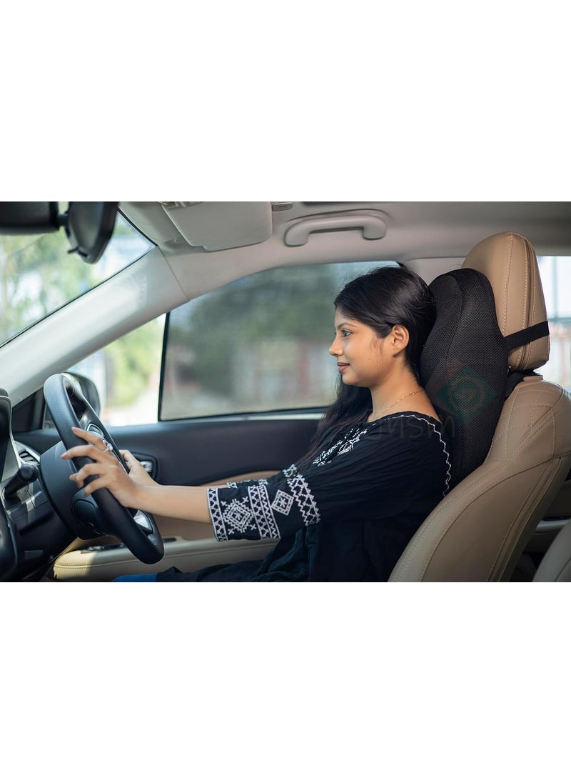 HAPPINZO HAPPINZO Neck Pillow 93 Ergonomic Support for Neck Head Car Neck Pillow Relieves Pain and Stiffness Adjustable Strap Breathable Comfy Ideal for Long Drives Travel Black Color L115W10_H45  - Image 5