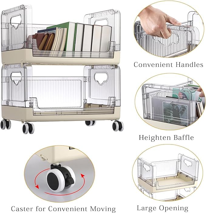 Zorzel Kitchen Rolling Cart 2Tier Fruit and Vegetable Storage Cart MultiFunctional Storage Trolley with Wheels Rolling Storage Cart for Kitchen Bathroom Bedroom Living Room - Image 2