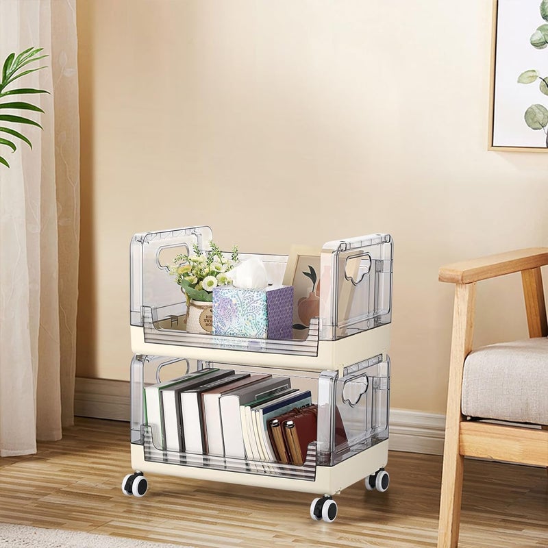 Zorzel Kitchen Rolling Cart 2Tier Fruit and Vegetable Storage Cart MultiFunctional Storage Trolley with Wheels Rolling Storage Cart for Kitchen Bathroom Bedroom Living Room - Image 1