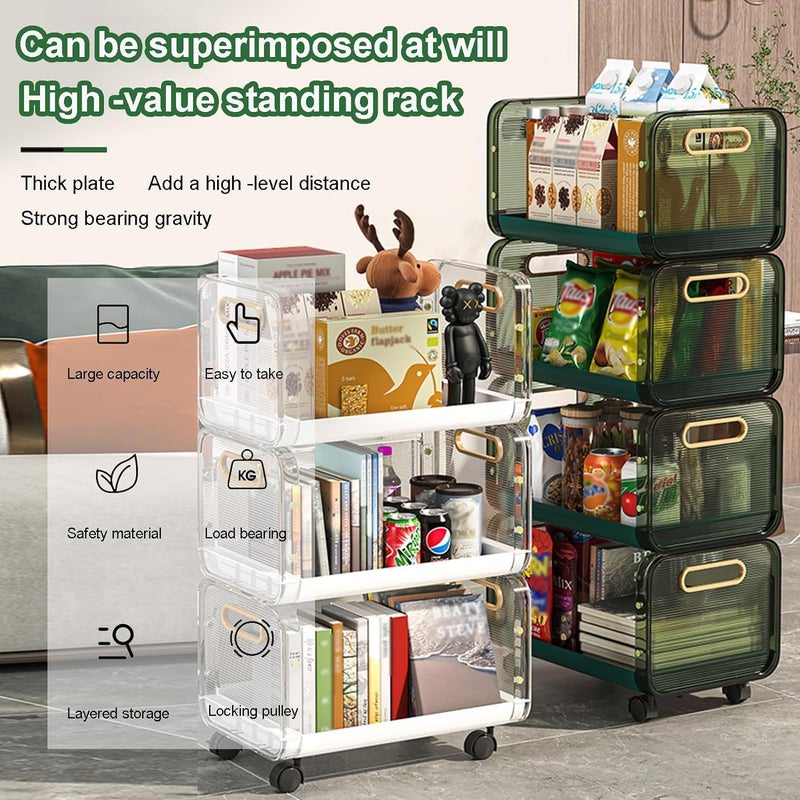 Zorzel Kitchen Rolling Cart 2Tier Fruit and Vegetable Storage Cart MultiFunctional Storage Trolley with Wheels Rolling Storage Cart for Kitchen Bathroom Bedroom Living Room - Image 4