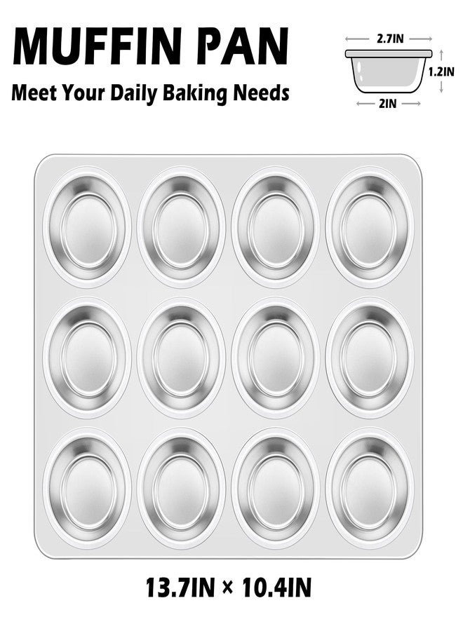 Leonyo 12-Cup Cupcake Pan, Stainless Steel Standard Size Cupcake Pans Tray for Baking, Metal Non-Toxic Muffin Tins, Dishwasher Oven Safe - Image 2
