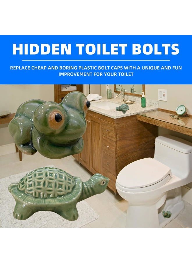 LJZP 4Pcs Toilet Bolt Caps, Ceramic Toilet Bolt Covers Frog & Turtle Toilet Bolt Covers Decorative, Toilet Floor Bolt Caps for Bathroom Cute Decor - Image 3