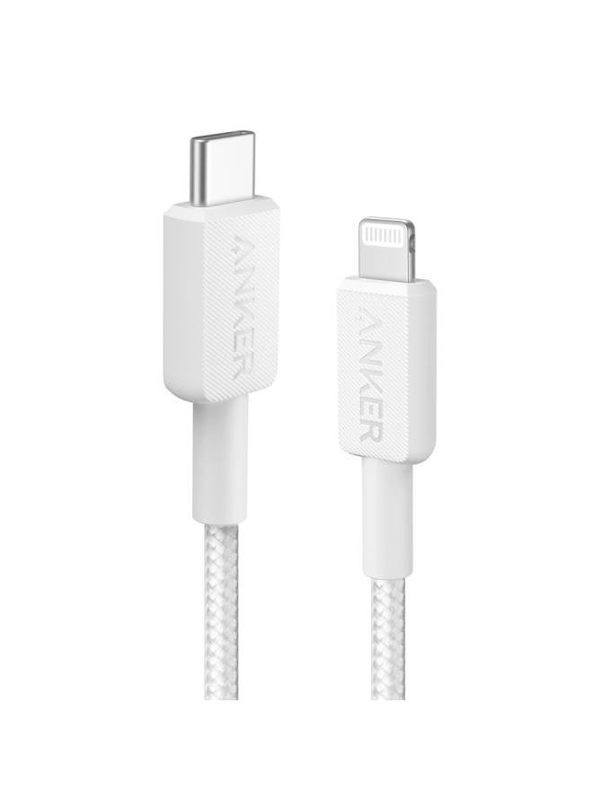 Anker 322 Durable Braided Fast-Charging Cable USB-C to Lightning for Apple Devices, iPhones, iPads, 1.8 Meters ( 6 ft ) White - Image 1