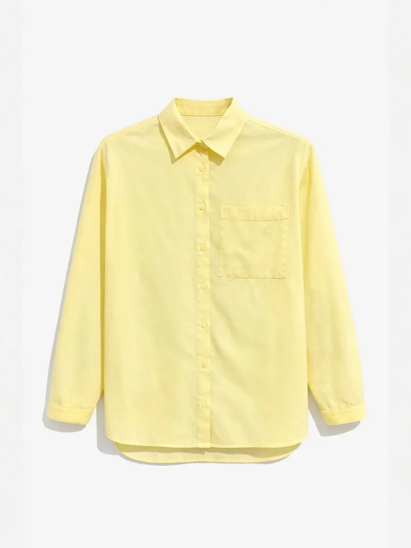 ميكسراي Mixray Long Sleeve Button-Up Shirt with Pocket