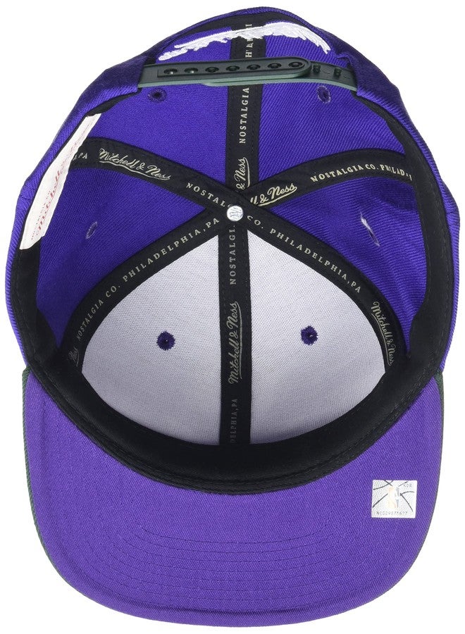 Mitchell & Ness Bucks 2 Tone Classic Snapback Hat - Purple/Dark Green/Throwback - Image 2