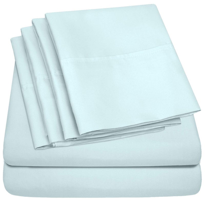 Sweet Home Collection King Size Bed Sheets  6 Piece 1500 Supreme Collection Fine Brushed Microfiber Deep Pocket King Sheet Set Bedding  2 Extra Pillow Cases Great Value King Aqua  - Image 1