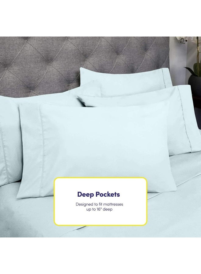 Sweet Home Collection King Size Bed Sheets  6 Piece 1500 Supreme Collection Fine Brushed Microfiber Deep Pocket King Sheet Set Bedding  2 Extra Pillow Cases Great Value King Aqua  - Image 2
