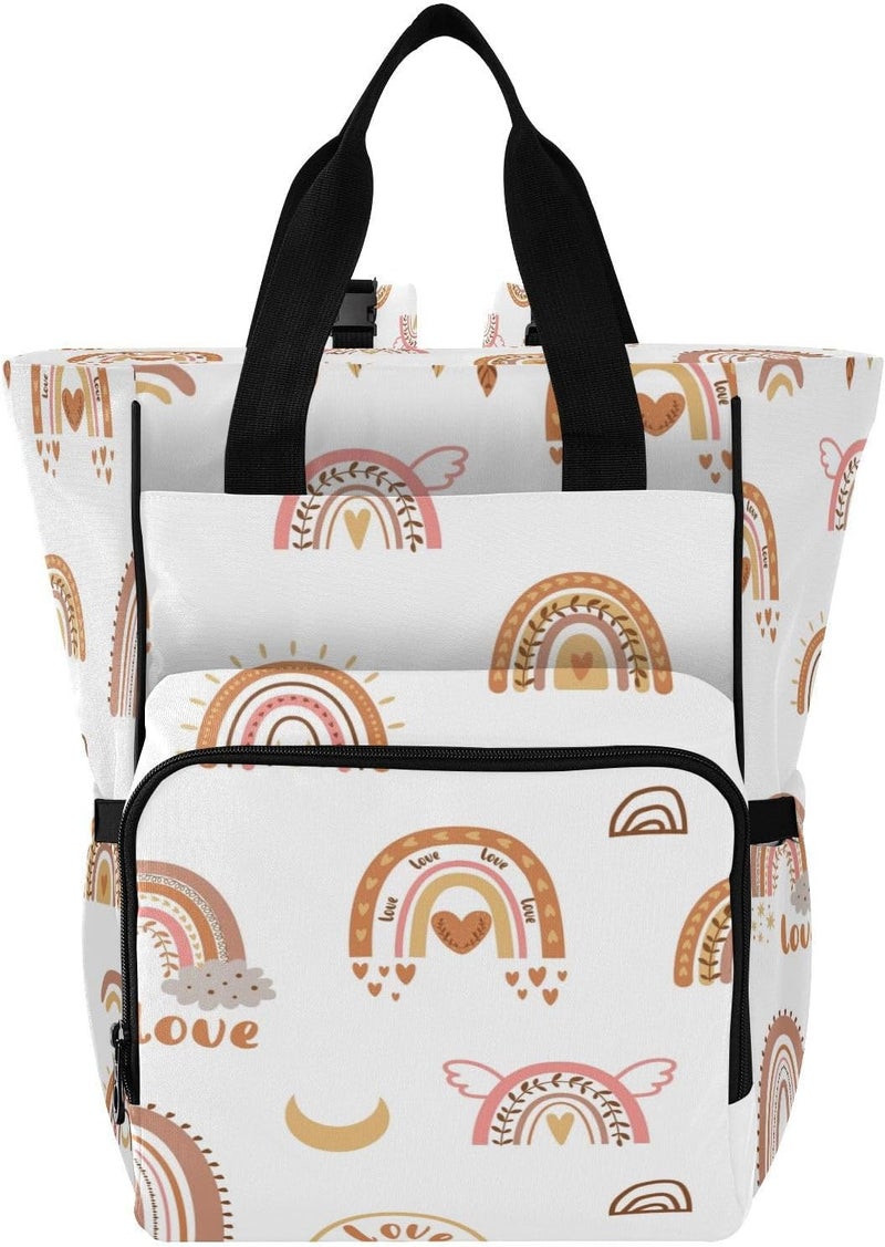 BOESI Boho Rainbow Diaper Bag Backpack Mommy Bag Multifunctional Diaper Backpack Travel Backpack Large Capacity - Image 1