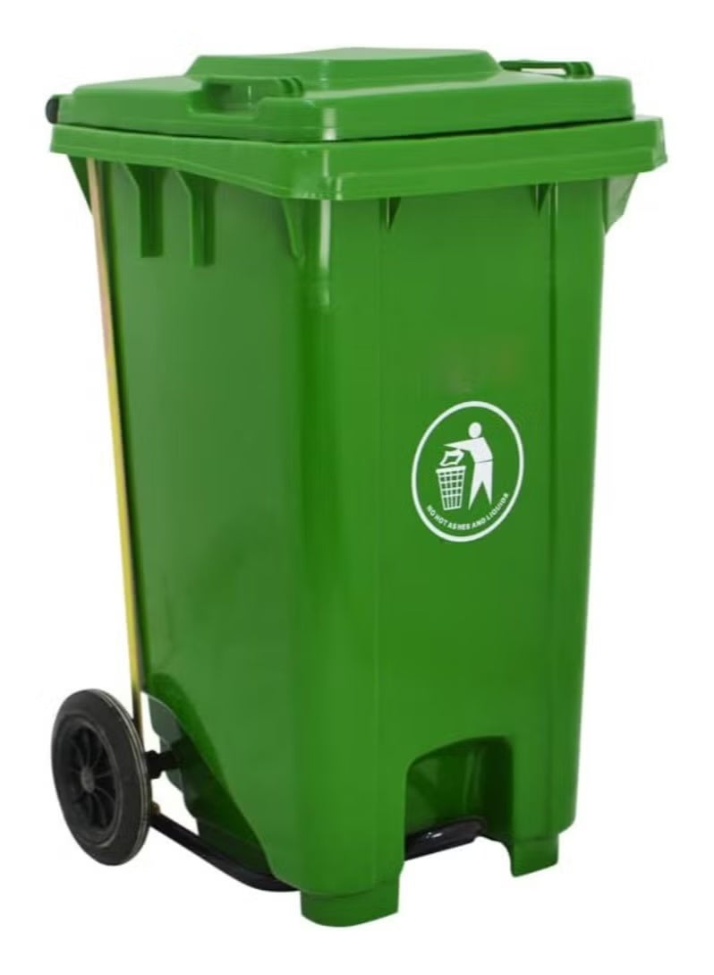 Xboat سلة قمامة بلاستيكية ثقيلة 120 لتر مع عجلات ودواسة - سلة نفايات قابلة لإعادة التدوير للمطبخ والهواء الطلق، سلة نفايات صناعية كبيرة - Image 4