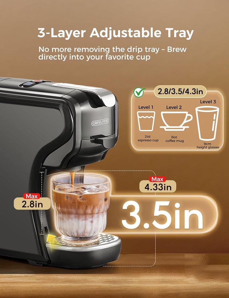 CAFELFFE Capsule Coffee Machine 3in1, Hot Cold Brew Coffee Maker with 600ML Detachable Water Tank- For NS & DG Capsule And Coffee Powder (Matte Black) - Image 4