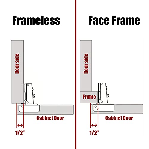 JQK Cabinet Door Hinges Soft Closing, 1/2" Partial Overlay Cupboard Door Hinge for Face Frame Cabinets, Metal 20 Pack, CH300-SN-P20 - Image 2