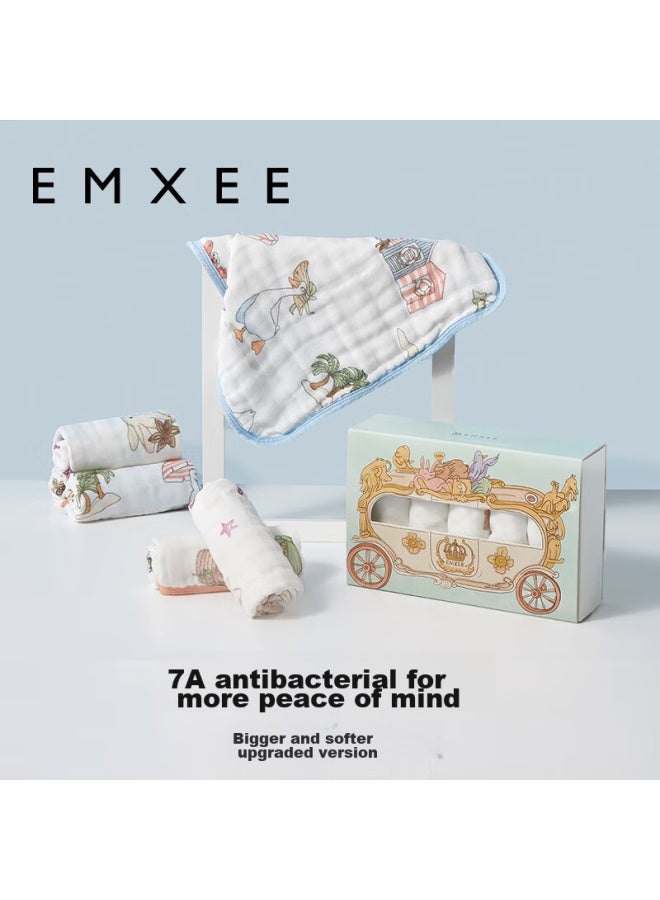 EMXEE Manxi Baby Drool Bib, Cotton Newborn Handkerchief, Gauze Face Towel, Baby Towel, Bath Face Wipe, Small Square Towel, 6-pack - Image 1