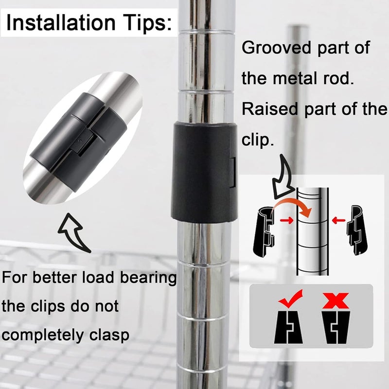 WAFJAMF 72 Pack Wire Shelving Shelf Lock Clips for 1" Post- Shelving Sleeves Replacements for Wire Shelving System - Image 5
