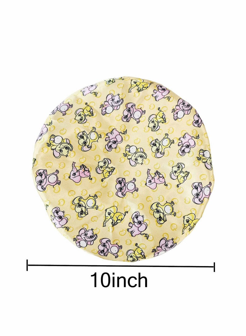 KASTWAVE قبعة واسعة من الحرير لنوم الطفل ليلاً، قبعة استحمام للأطفال والمراهقين والأطفال والرضع والأطفال حديثي الولادة والفتيات للشعر الطبيعي للأطفال والرضع باللون الأصفر - Image 4