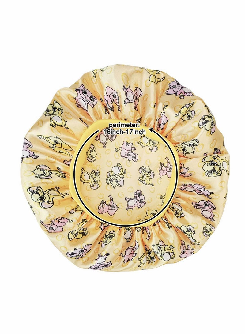 KASTWAVE قبعة واسعة من الحرير لنوم الطفل ليلاً، قبعة استحمام للأطفال والمراهقين والأطفال والرضع والأطفال حديثي الولادة والفتيات للشعر الطبيعي للأطفال والرضع باللون الأصفر - Image 5