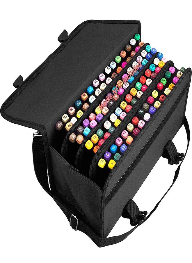 ADVcer Marker Case 120 Storage Holders, Foldable Extendable Oxford Lipstick Organizer with Carrying Handle, Shoulder Strap, QR Buckle, Zip Pocket for Copic, Prismacolor, Dry Erase, Color Paint Markers - Image 1