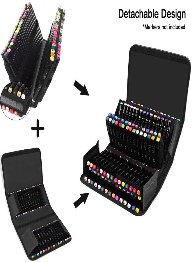 ADVcer Marker Case 120 Storage Holders, Foldable Extendable Oxford Lipstick Organizer with Carrying Handle, Shoulder Strap, QR Buckle, Zip Pocket for Copic, Prismacolor, Dry Erase, Color Paint Markers - Image 3