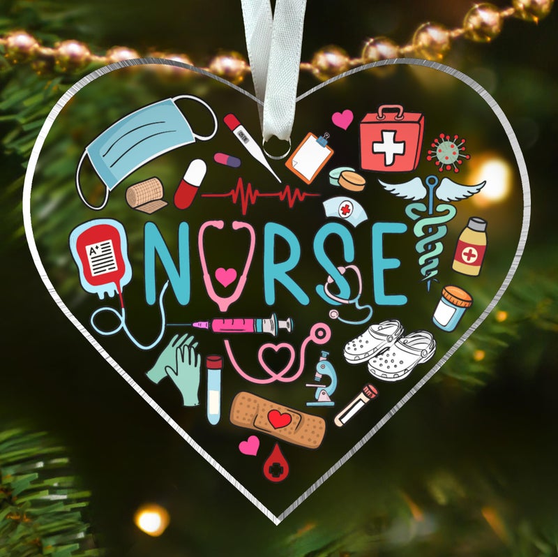 SUCHAGIFT Nurse Ornament - Nurse Christmas Ornament 2024  Nurse Ornament 2024 - Gifts for Nurses  Nursing Gifts  Nurses Gifts - Nurse Practitioner Gifts  Rn Gifts for Nurses - Acrylic Xmas Tree Ornaments 2024 - Image 1