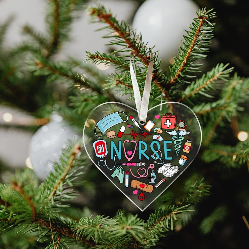 SUCHAGIFT Nurse Ornament - Nurse Christmas Ornament 2024  Nurse Ornament 2024 - Gifts for Nurses  Nursing Gifts  Nurses Gifts - Nurse Practitioner Gifts  Rn Gifts for Nurses - Acrylic Xmas Tree Ornaments 2024 - Image 5